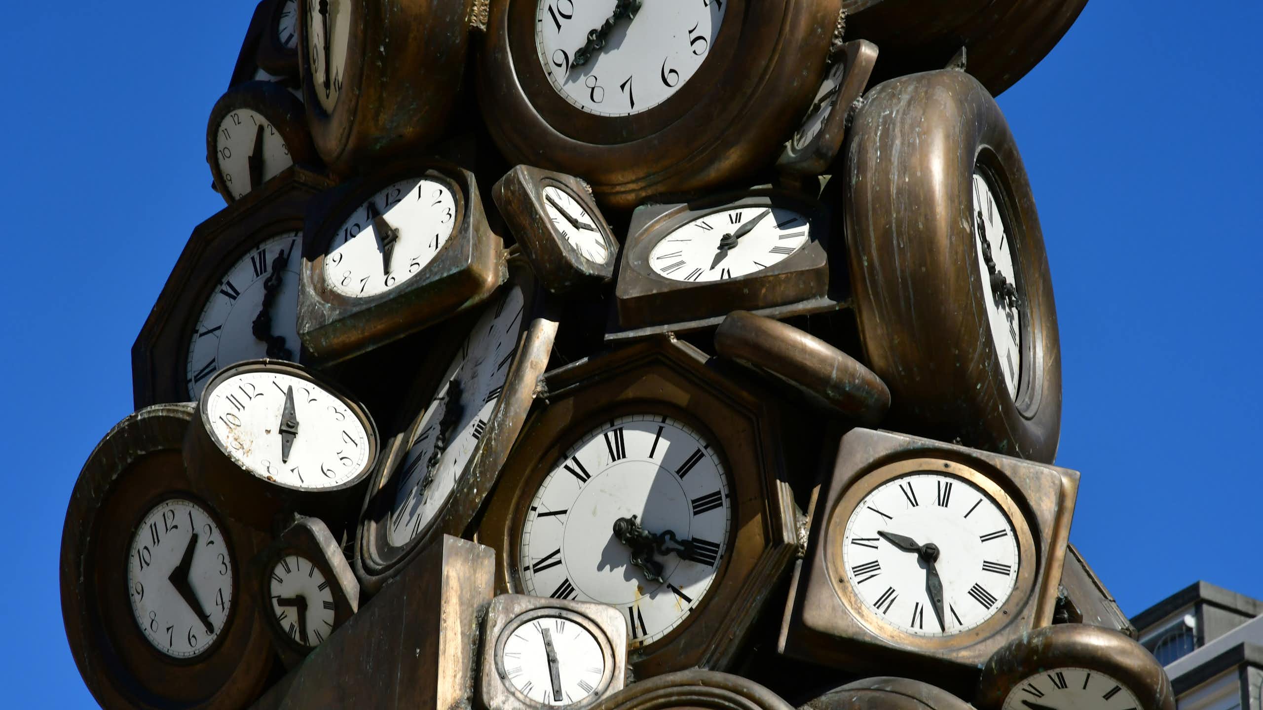 Clock sculpture in front of the Saint Lazare station in Paris.