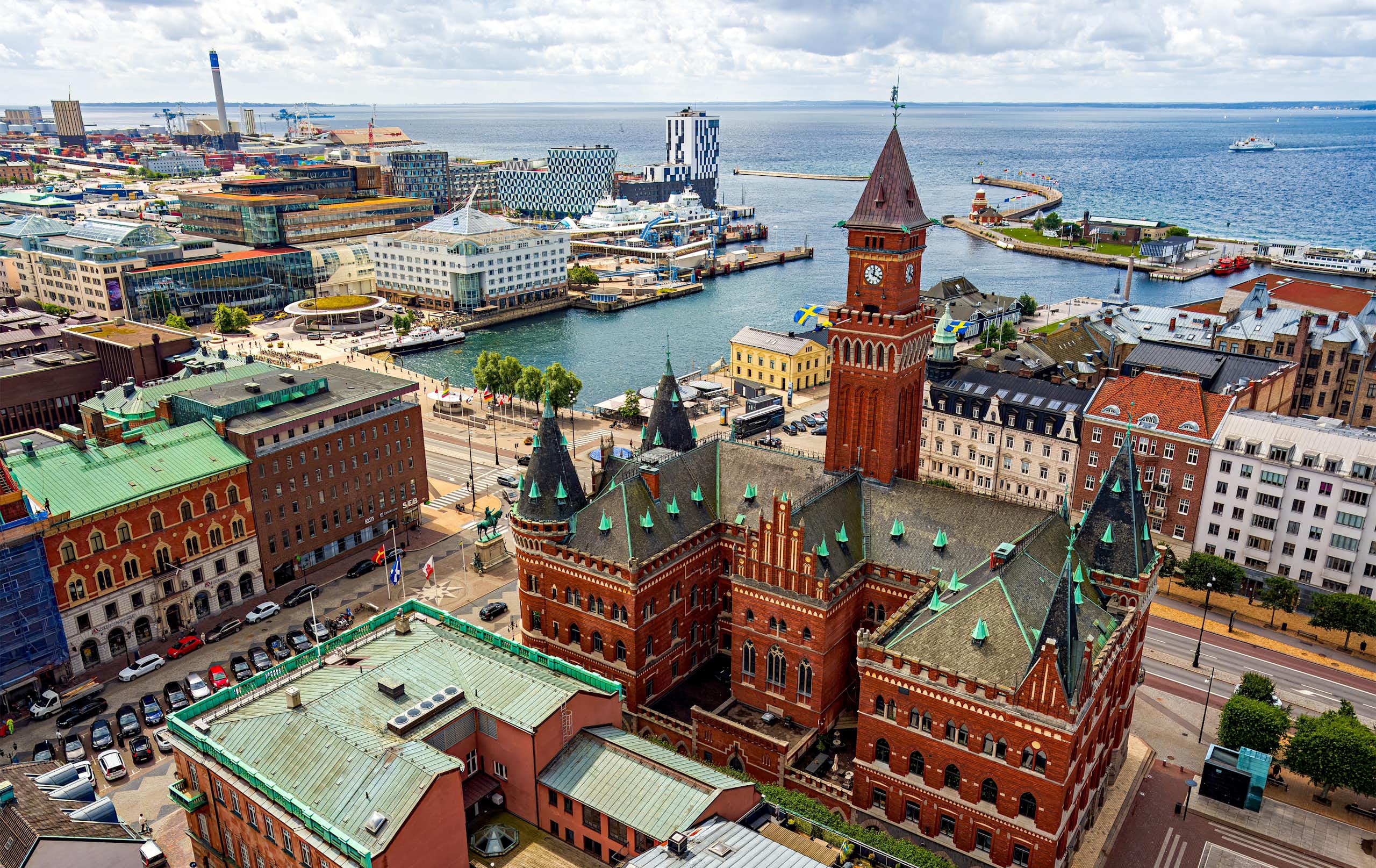 Aerial image of the Swedish city of Helsingborg.