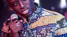 Young man with a microphone