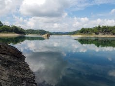 El mapeo aéreo lidar puede revelar sitios arqueológicos mientras se observa a los pueblos indígenas y sus conocimientos. 3 un paisaje con agua en primer plano, un bosque a lo largo de la costa y nubes blancas en un cielo azul