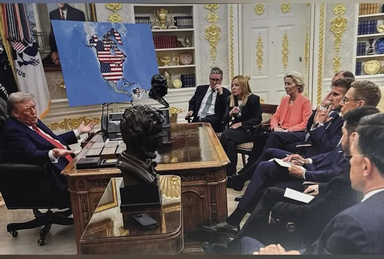 Donald Trump montre une carte aux dirigeants occidentaux