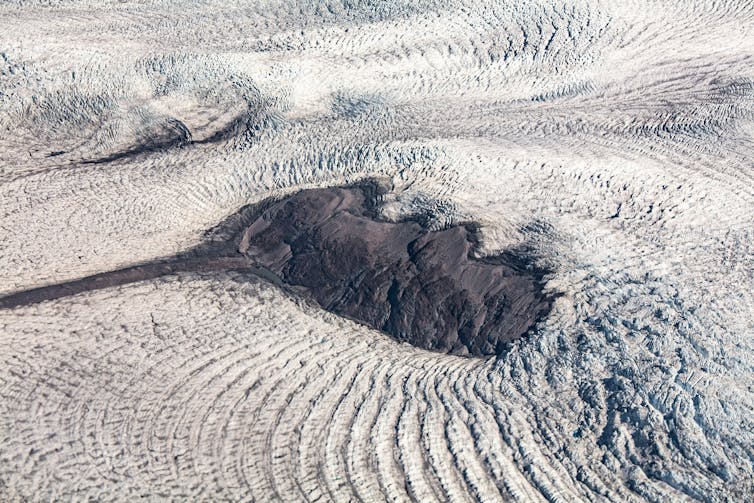 aerial shot of greenland interior
