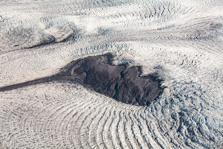 aerial shot of greenland interior