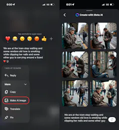 Screenshot of the Instagram interface where a friend has sent a message describing shenanigans at a tram stop.