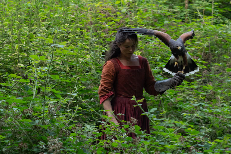 An Elizabethan woman with a hawk on her arm