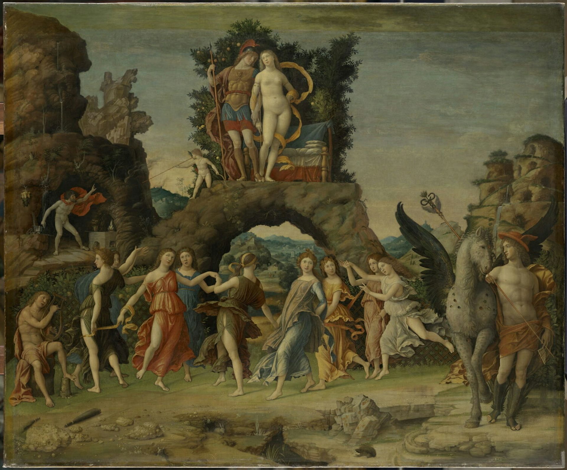 Painting of gods being looked up to by men