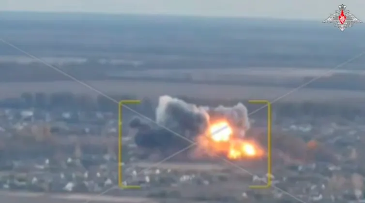 An explosion is seen with smoke around it.