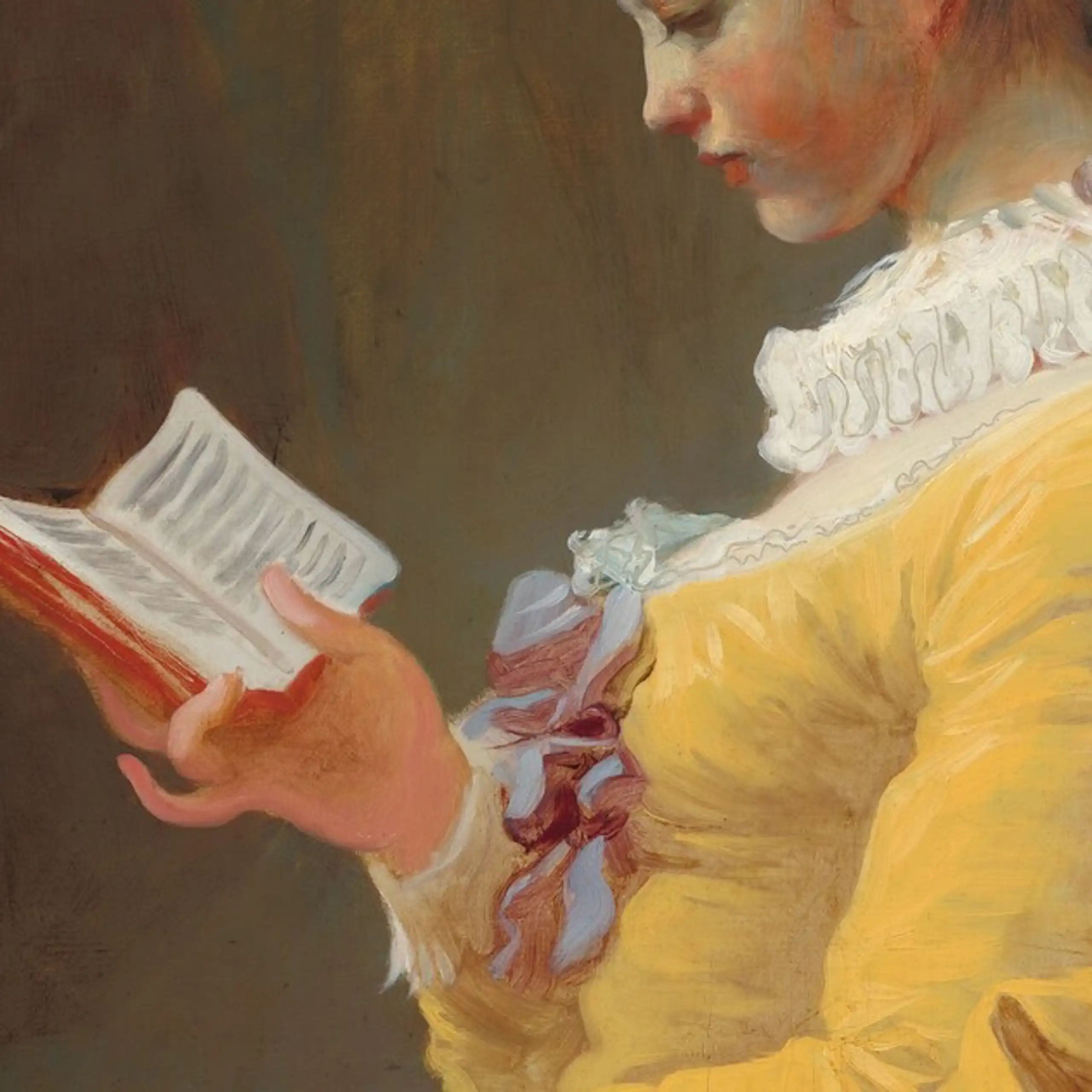 Painting of a girl reading