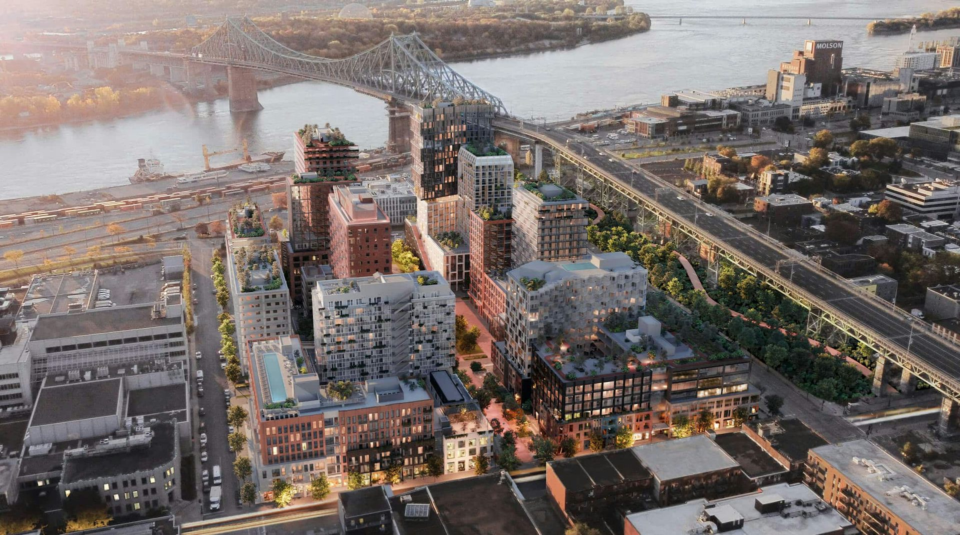 Vue aérienne sur un quartier dense