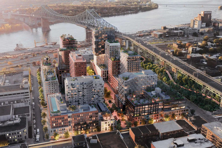 Vue aérienne sur un quartier dense