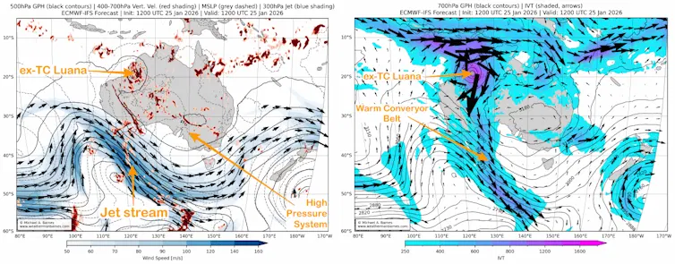 gif of weather systems associated with late January southeast heatwave.