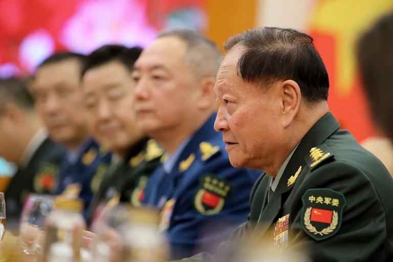 Zhang Youxia speaks during a meeting in Vietnam.