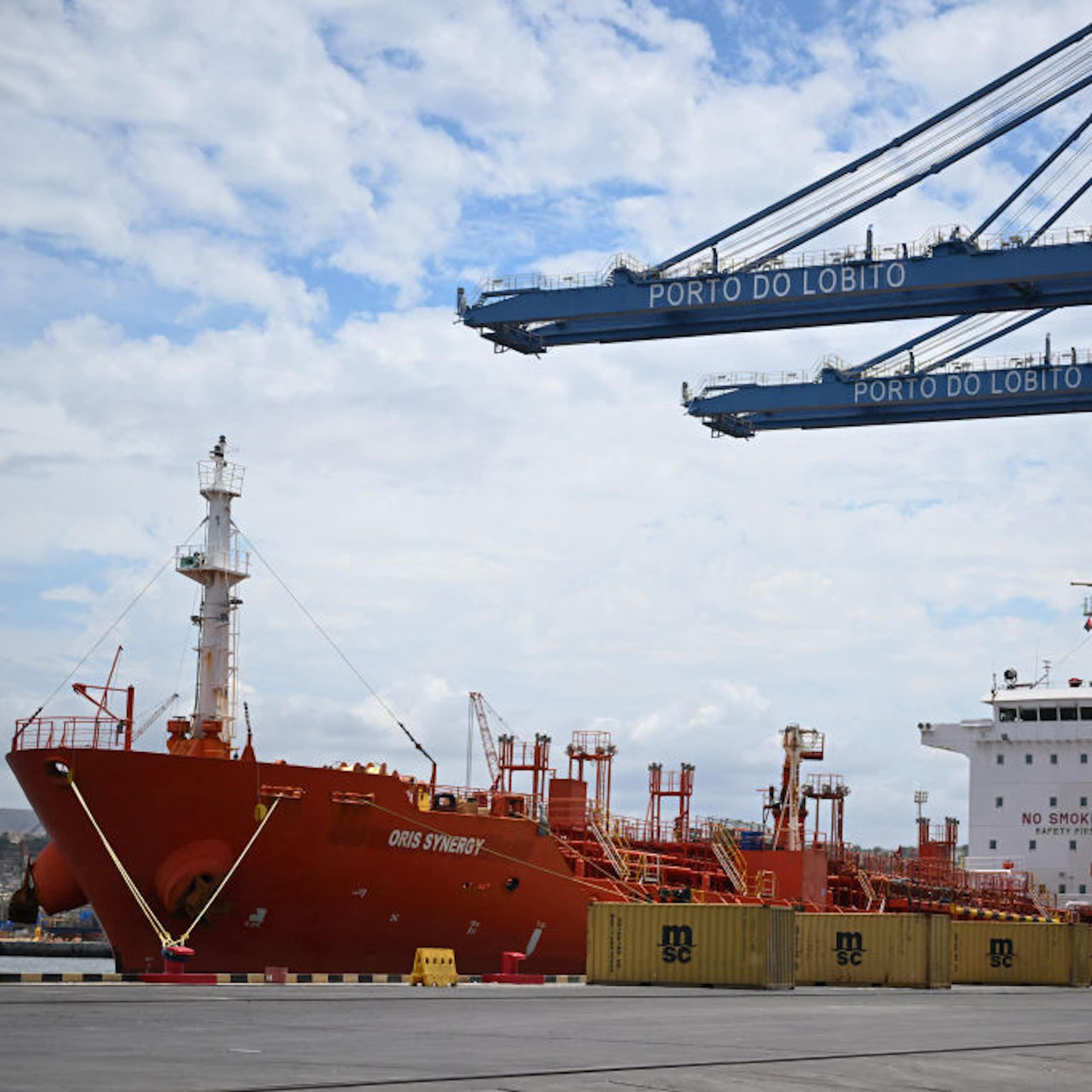 Docked ship and cranes