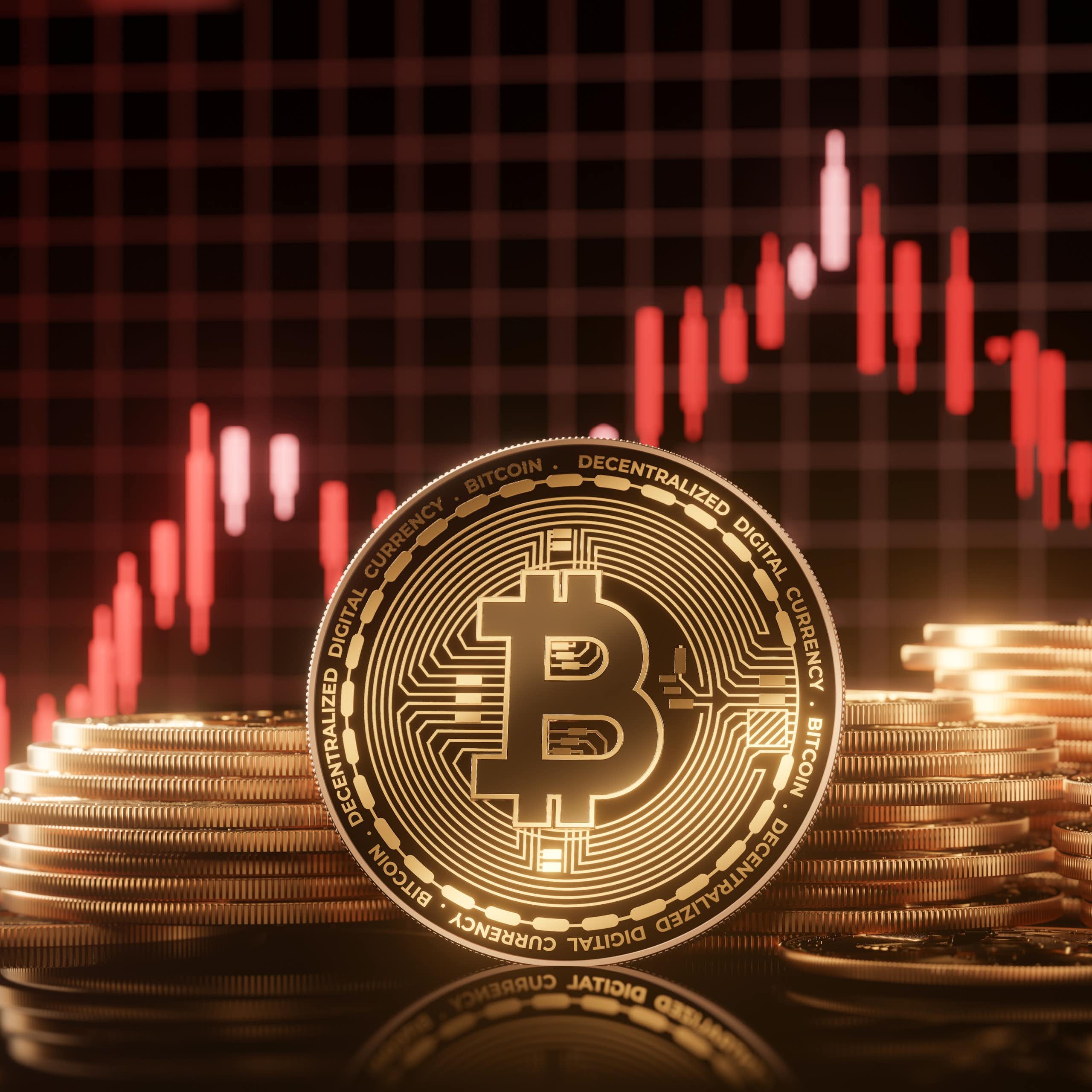 Bitcoin devant un cours de bourse.