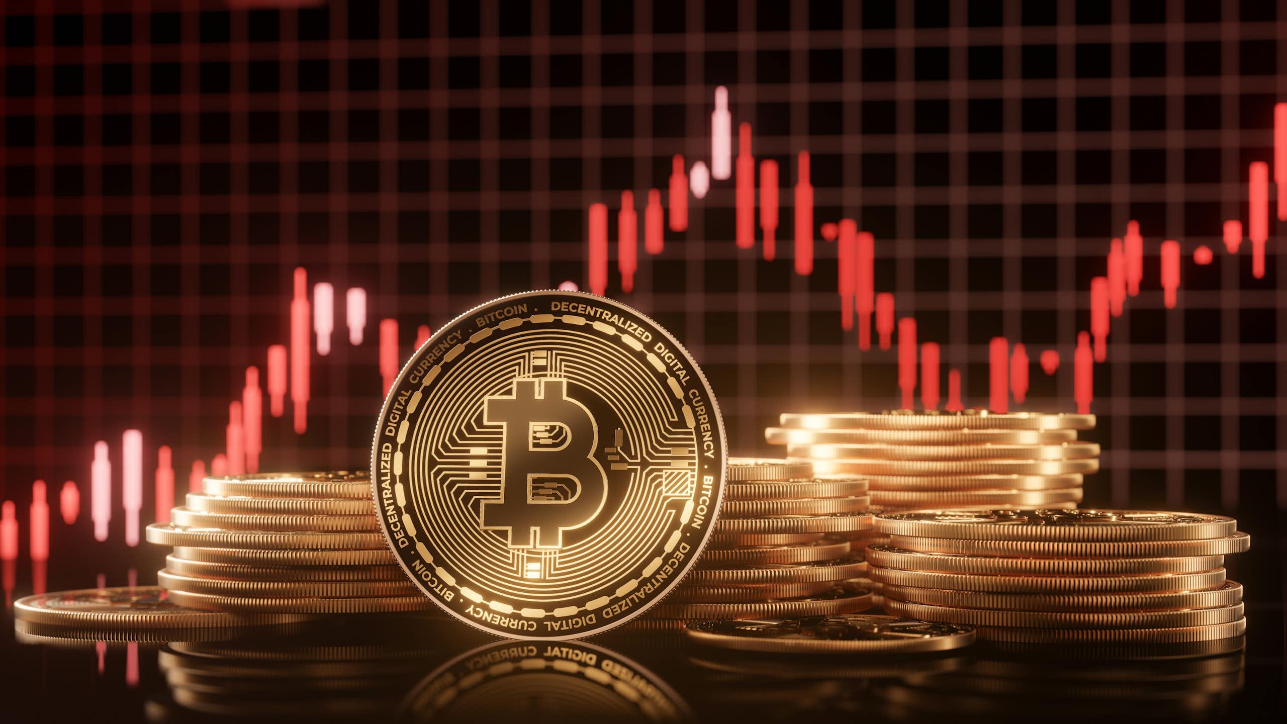 Bitcoin devant un cours de bourse.