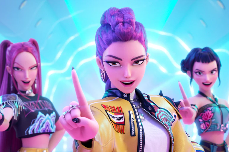 Mira, Rumi et Zoey, dans une scène de KPop Demon Hunters.