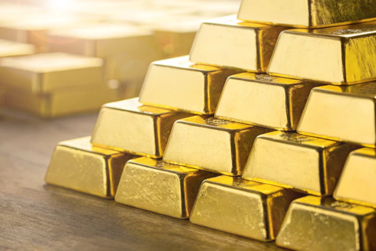 Stack of gold bars.