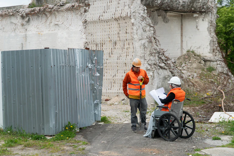 Personne handicapée sur un chantier