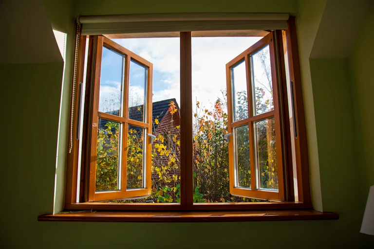 Windows opened wide.