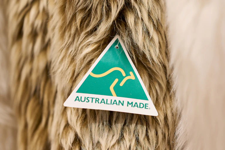 An Australian Made sticker on a product