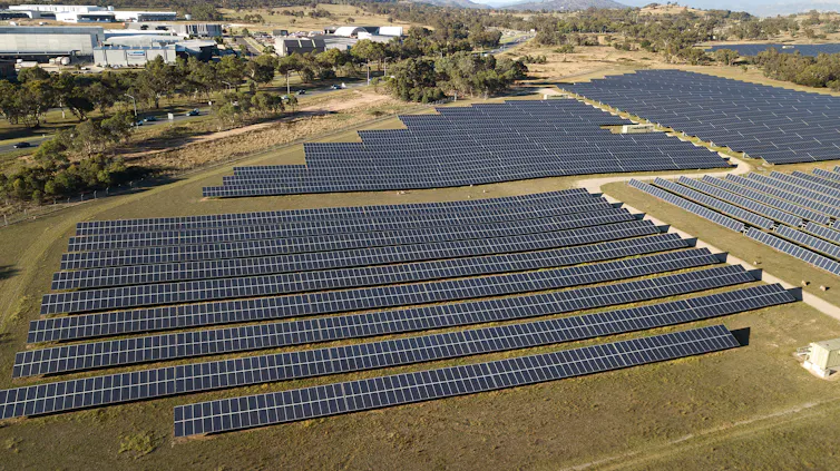 solar farm aerial view.