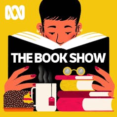 logo: The Book Show, illustration of a face and book pile