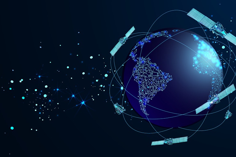 dessin de grands satellites autour de la Terre