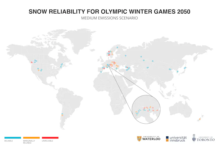 a map of the world highlighting potential sites for the games