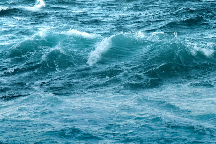 close up of choppy ocean.