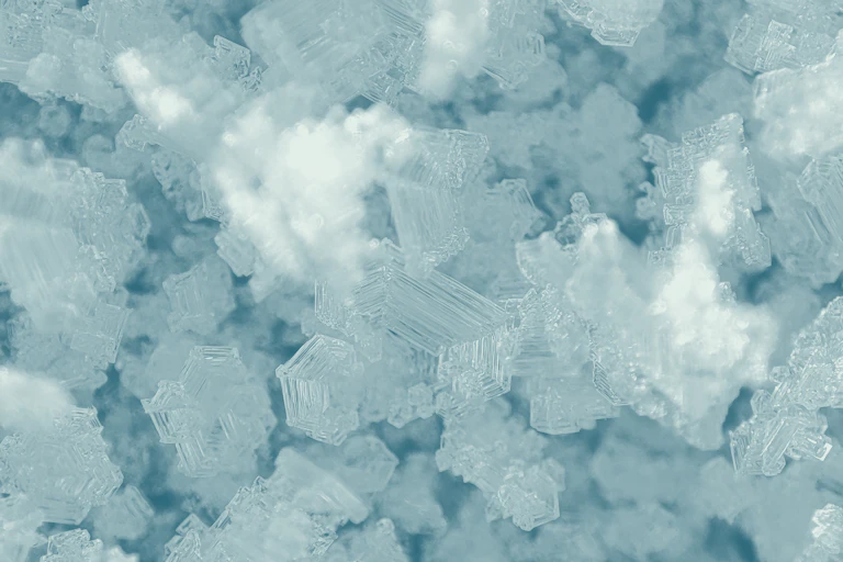 close up of shimmering ice crystals