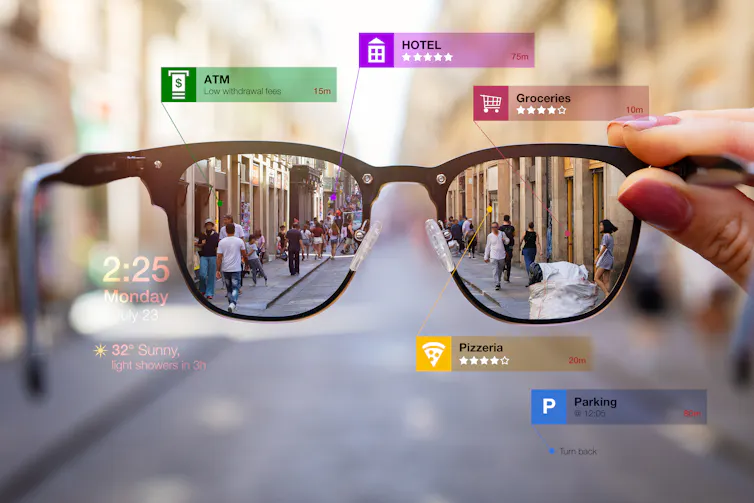 View through augmented reality smart glasses