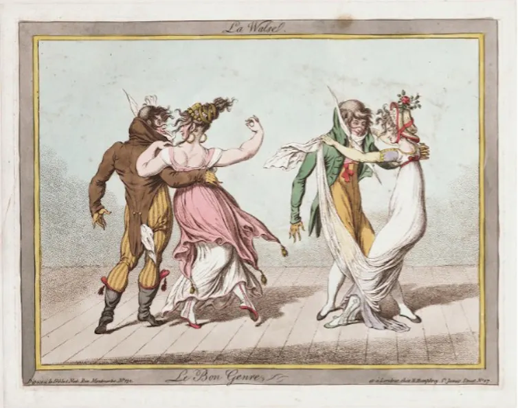 Drawing of two couples dancing