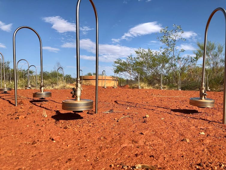 Metal devices on red soil