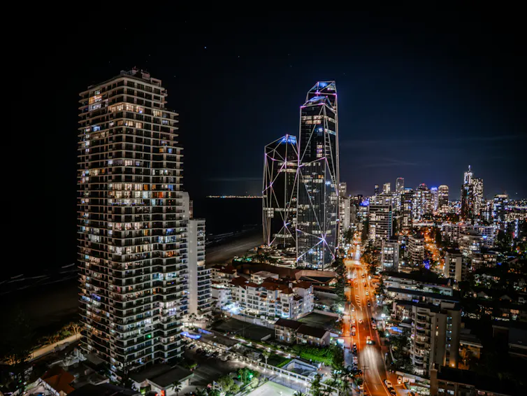 Gold Coast tall buildings at night