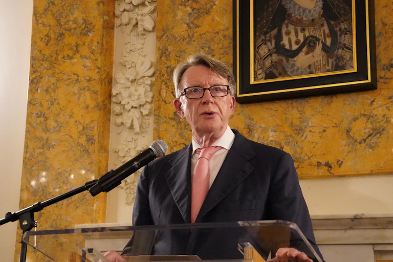 Peter Mandelson giving a speech