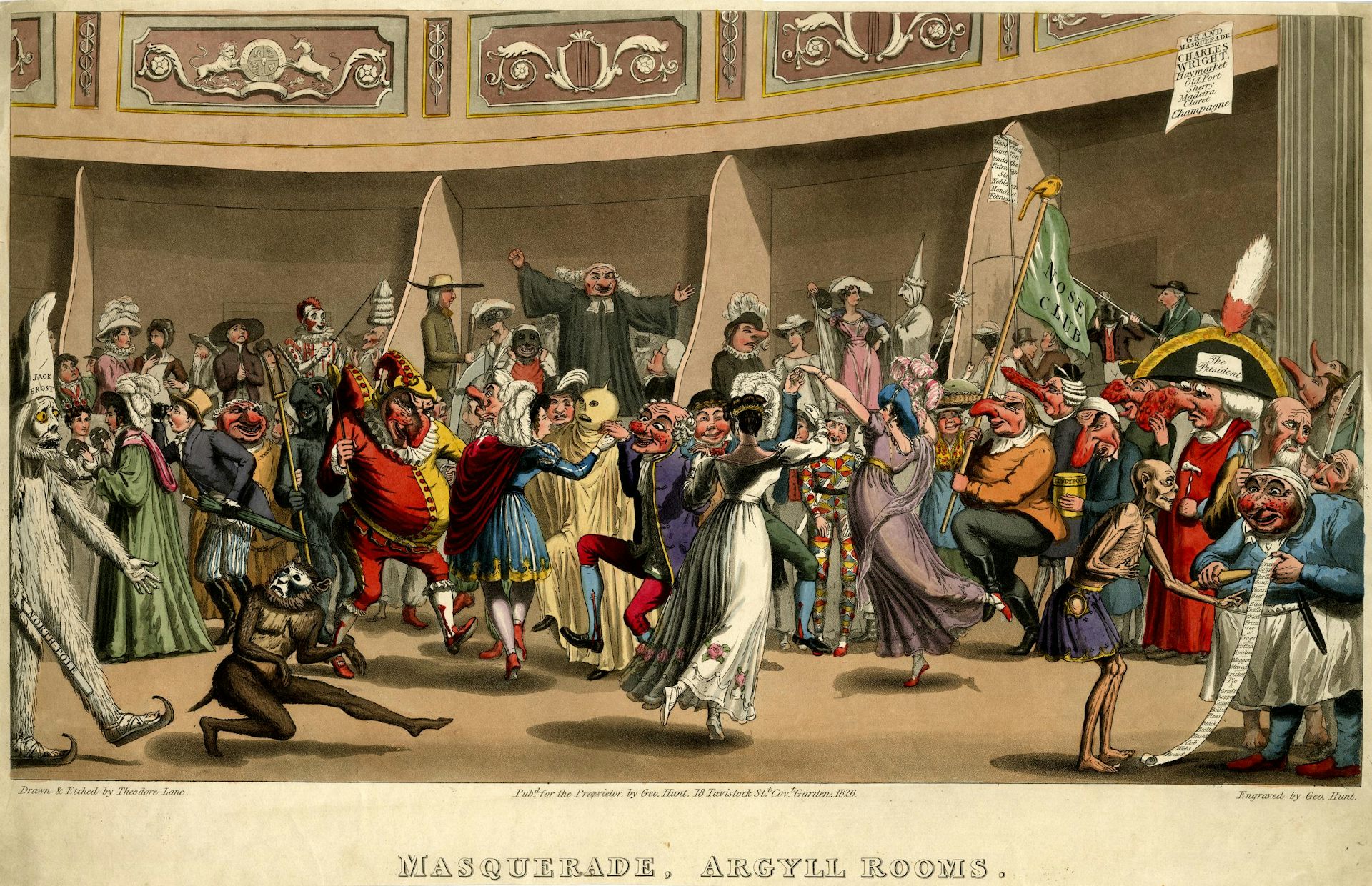 Painting of dancers as a masquerade ball