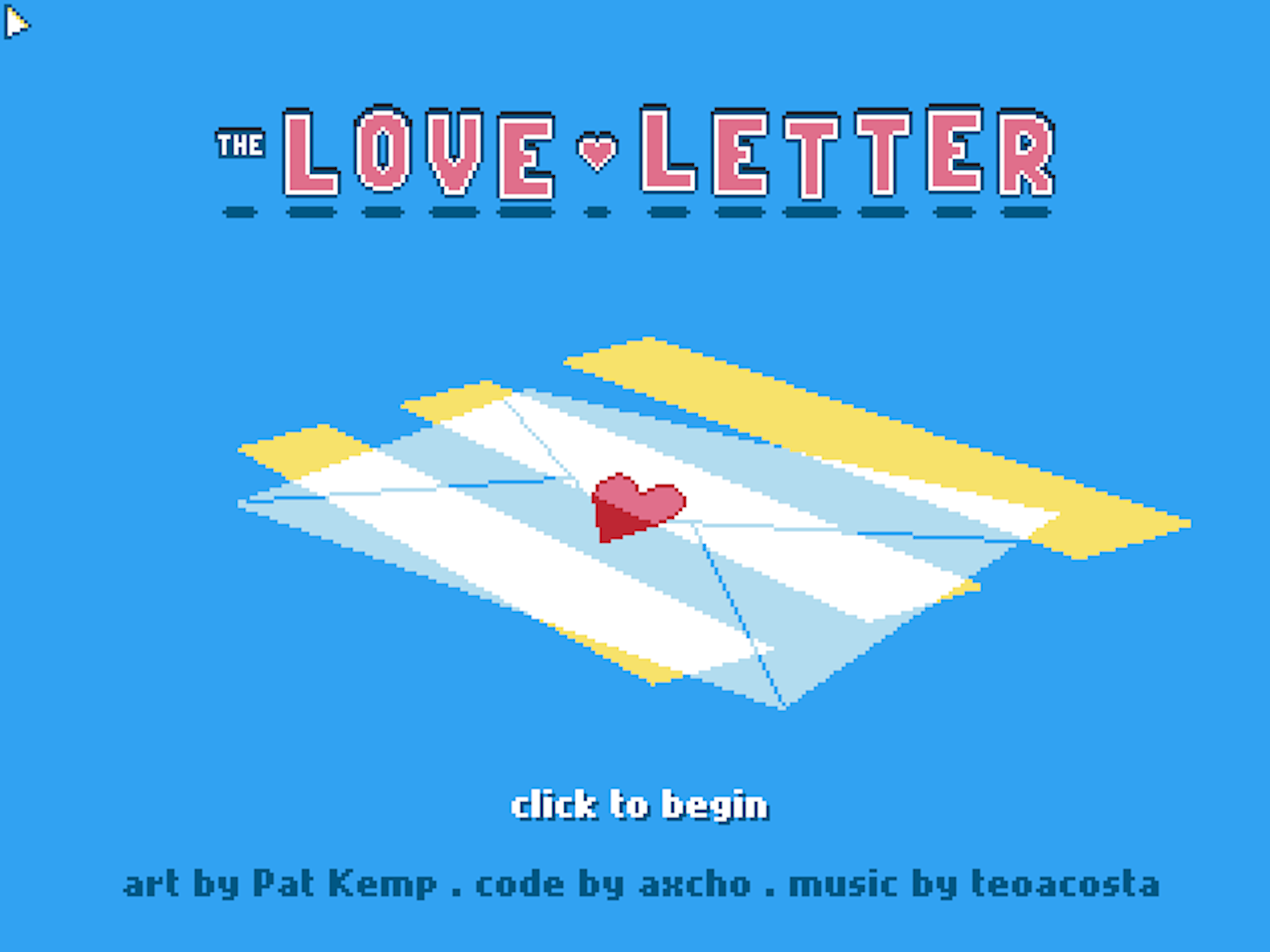 The begin screen for Love Letter