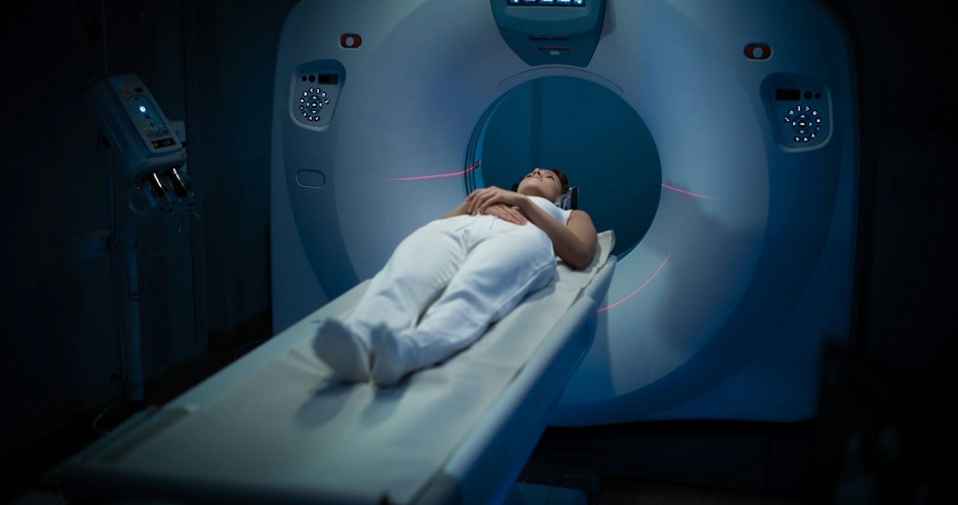 Patient entering an MRI scanner.