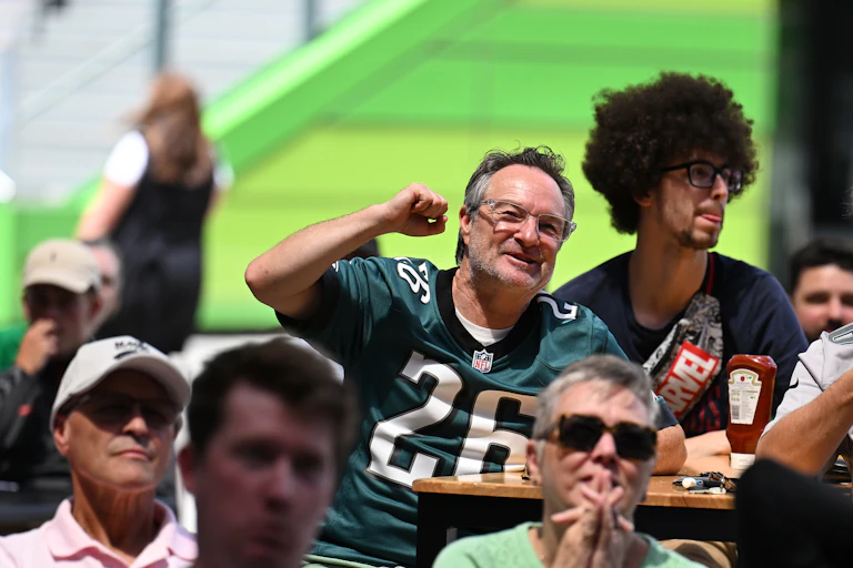 NFL fans watch the 2025 NFL Super Bowl at Marvel Stadium in Melbourne.