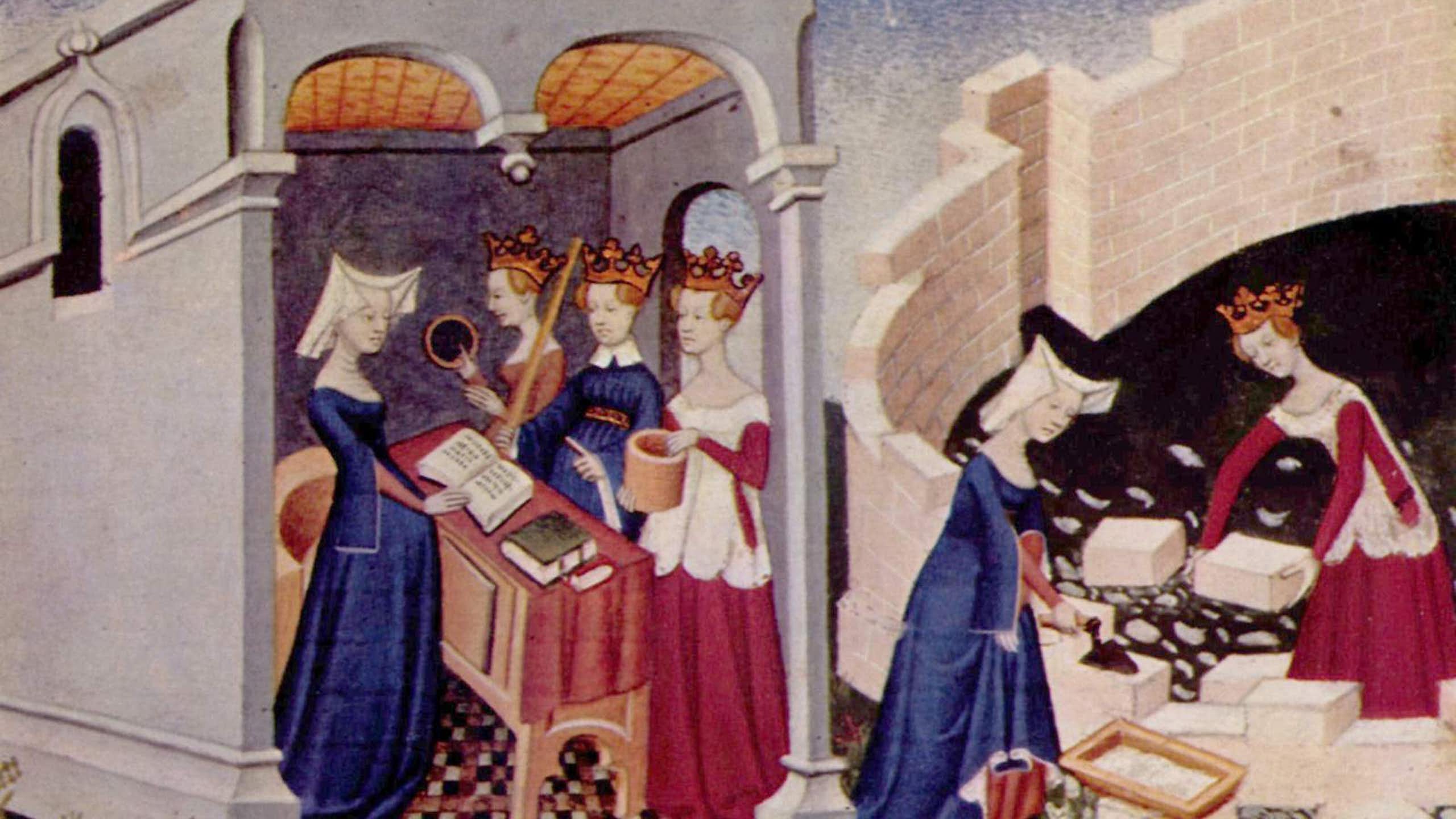 Détail d'une miniature extraite de La Cité des Dames, de Christine de Pisan