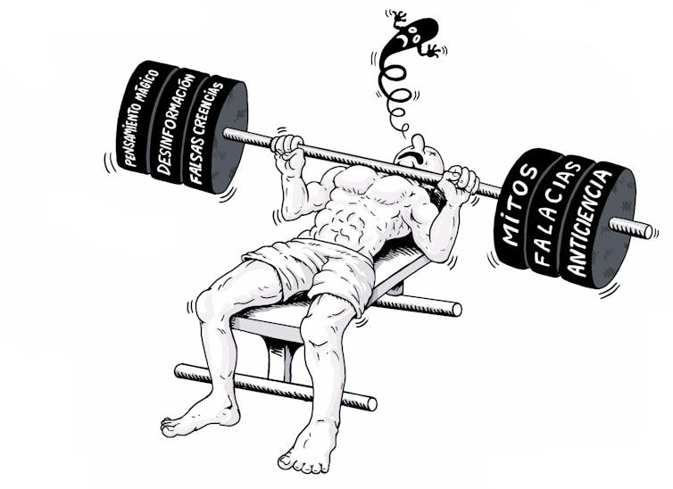 'Funcionales', 'metabólicos'... Apellidos que no necesitan formación 1 Una viñeta satírica que muestra el peso de mentiras que conlleva la formación.