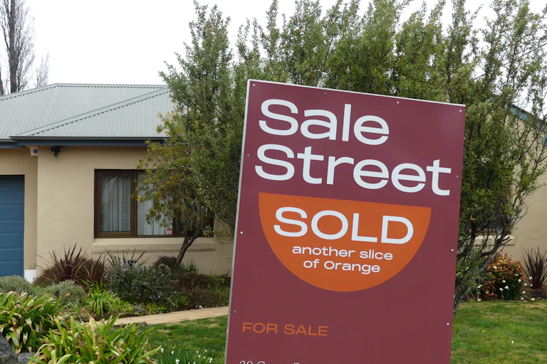 A sold sign is displayed outside a house in Orange, central western NSW