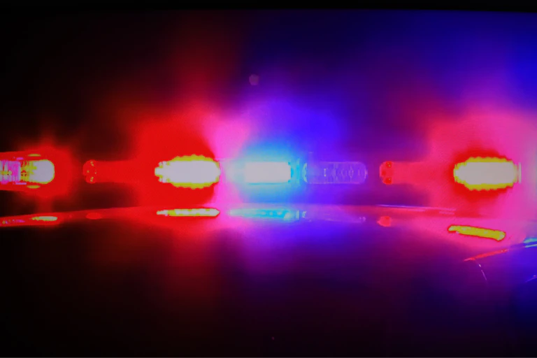 Red and blue police car lights.