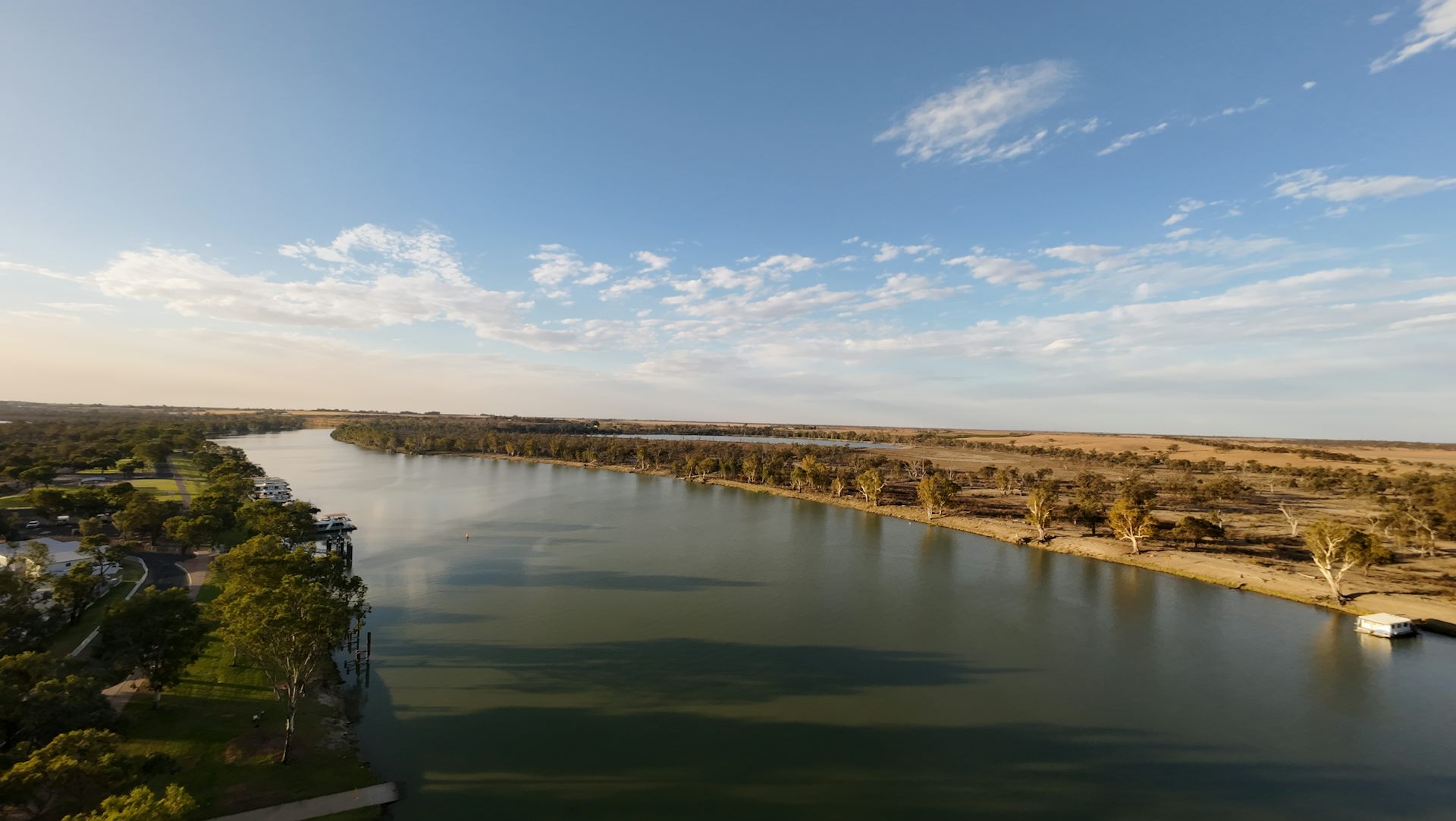 An aerial image of the Murray river.
