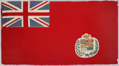 A red flag with a Union Jack in the top left corner.