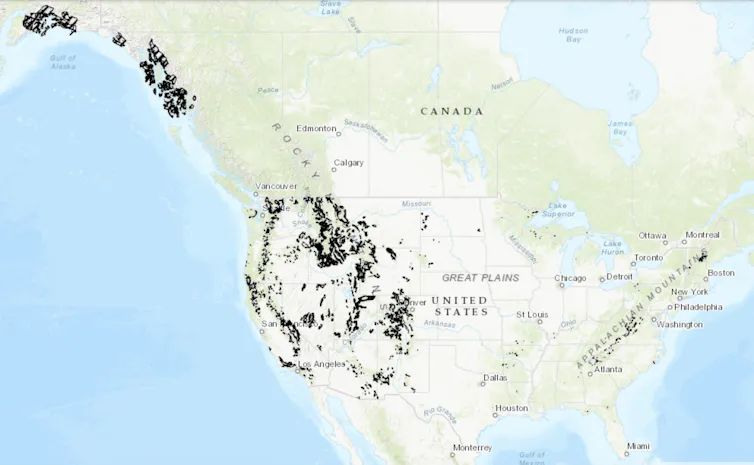 A US map shows lots of roadless areas in Alaska, Idaho and Montana, as well as in other western states.
