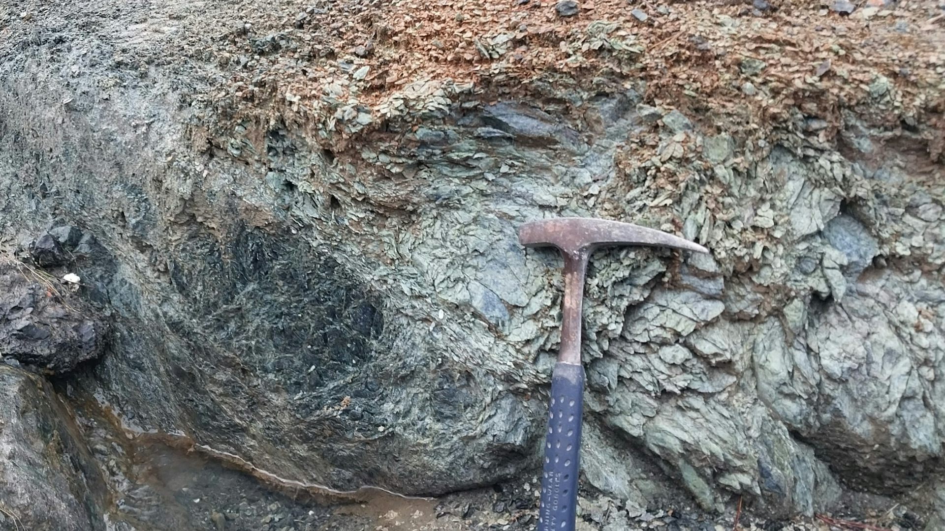 Exposed ultramafic rocks within the West Dome quarry.