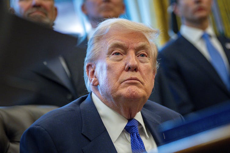 Donald Trump at a meeting in the Oval Office.