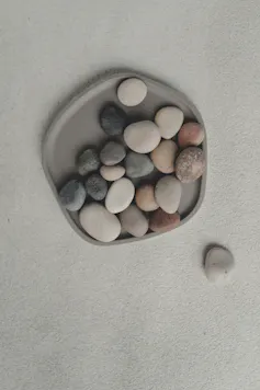 Rocks in a shallow dish.