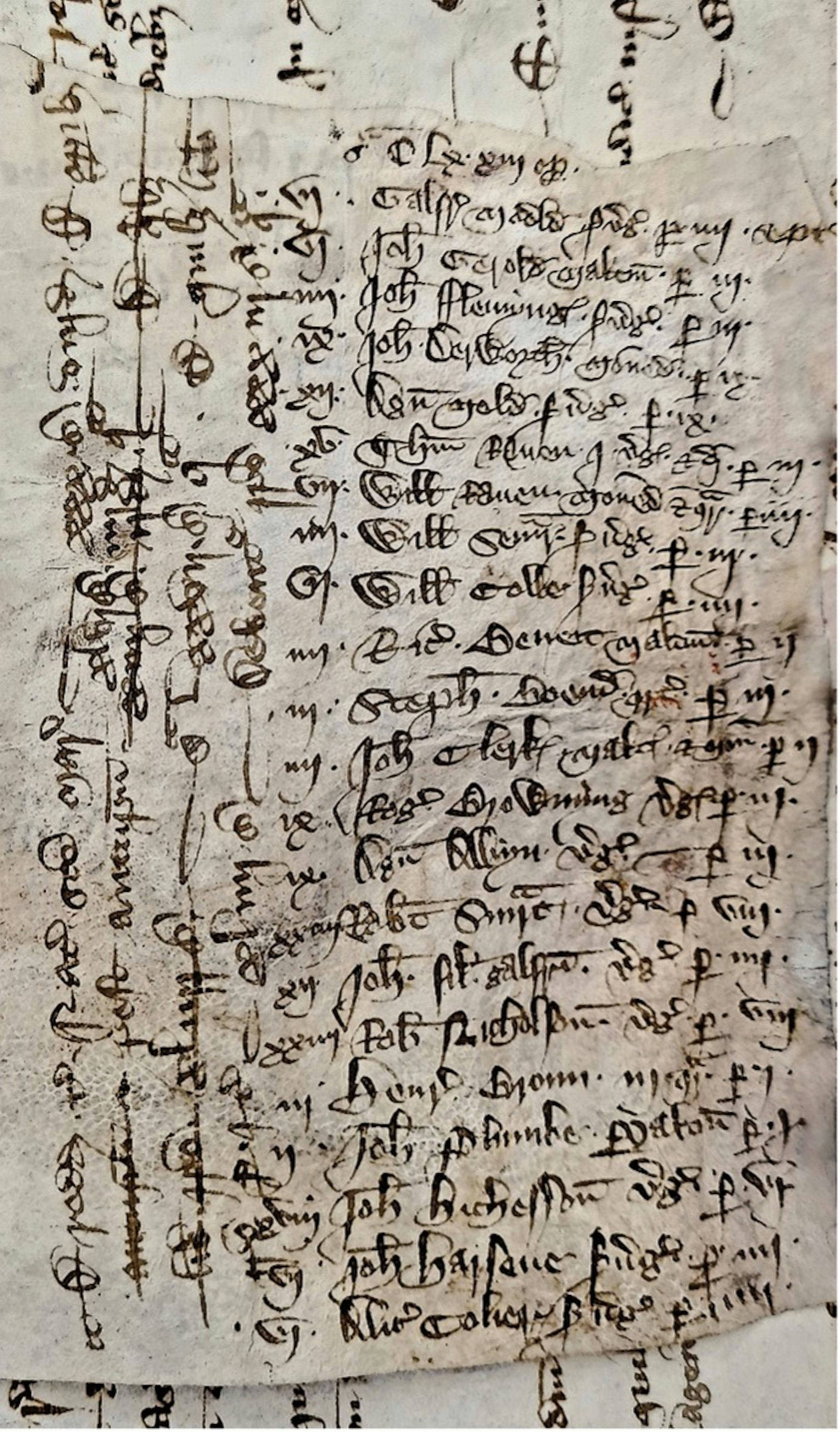 A medieval list on a scrap of parchment